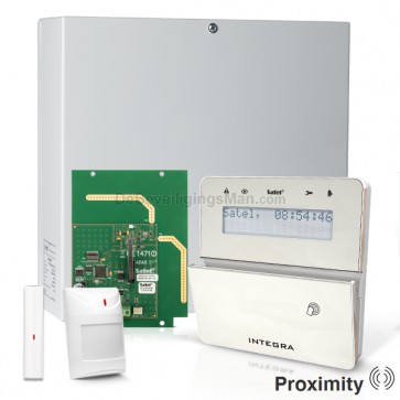 InteGra 32 RF Pack met Zilver KLFR PROX LCD Bediendeel, RF Module, Draadloos Magneetcontact en Bewegingsmelder