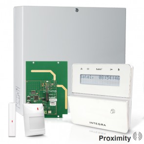 InteGra 32 RF Pack met Wit KLFR PROX LCD Bediendeel, RF Module, Draadloos Magneetcontact en Bewegingsmelder