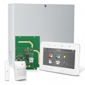 InteGra 32 RF Pack met Wit TSG 4.3" Touchscreen bediendeel, RF Module, Draadloos Magneetcontact en Bewegingsmelder