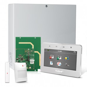 InteGra 32 RF Pack met Zilver TSG 4.3" Touchscreen bediendeel, RF Module, Draadloos Magneetcontact en Bewegingsmelder